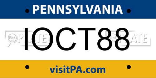 IOCT88 Pennsylvania License Plate
