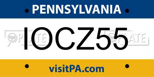IOCZ55 Pennsylvania License Plate