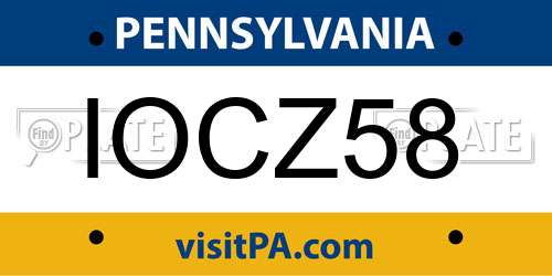 IOCZ58 Pennsylvania License Plate