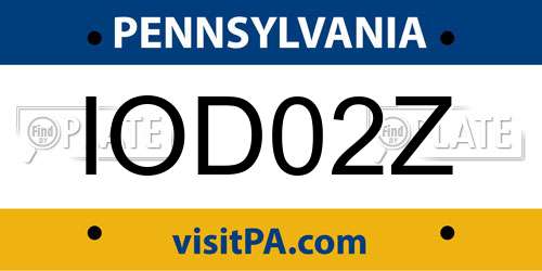 IOD02Z Pennsylvania License Plate