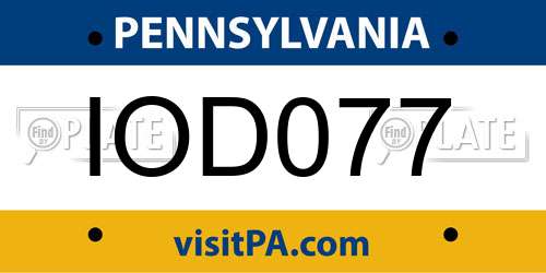 IOD077 Pennsylvania License Plate