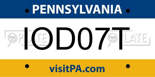 IOD07T Pennsylvania License Plate