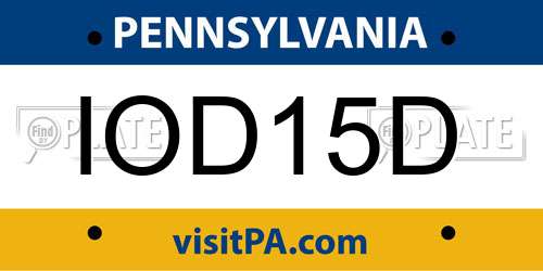 IOD15D Pennsylvania License Plate