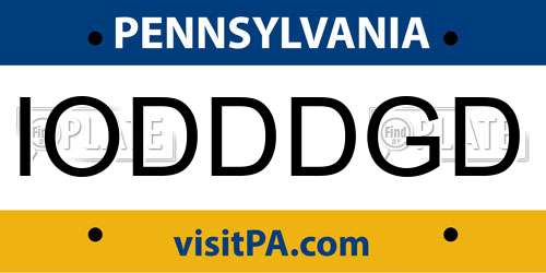IODDDGD Pennsylvania License Plate