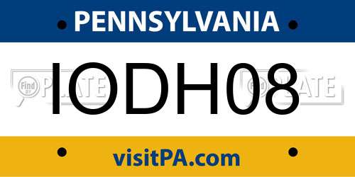 IODH08 Pennsylvania License Plate