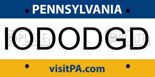 IODODGD Pennsylvania License Plate