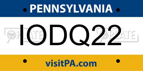 IODQ22 Pennsylvania License Plate
