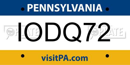 IODQ72 Pennsylvania License Plate