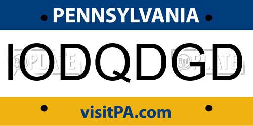 IODQDGD Pennsylvania License Plate