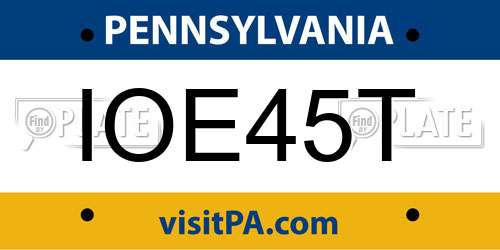 IOE45T Pennsylvania License Plate