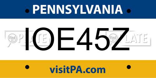 IOE45Z Pennsylvania License Plate
