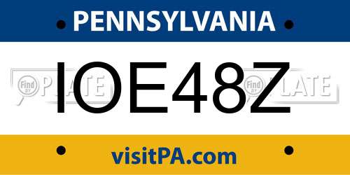 IOE48Z Pennsylvania License Plate