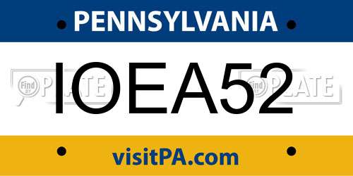 IOEA52 Pennsylvania License Plate