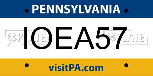 IOEA57 Pennsylvania License Plate