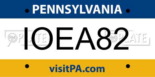 IOEA82 Pennsylvania License Plate