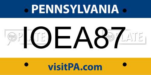 IOEA87 Pennsylvania License Plate