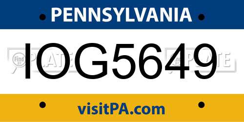 IOG5649 Pennsylvania License Plate