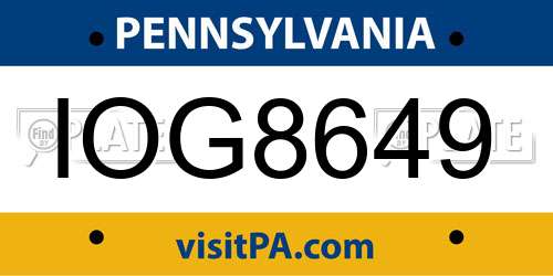 IOG8649 Pennsylvania License Plate