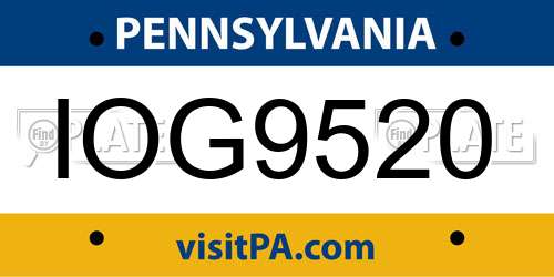 IOG9520 Pennsylvania License Plate