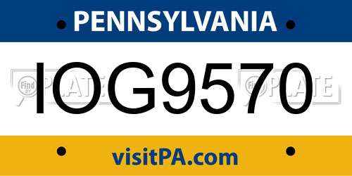 IOG9570 Pennsylvania License Plate