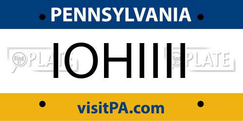IOHIIII Pennsylvania License Plate