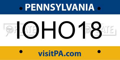 IOHO18 Pennsylvania License Plate