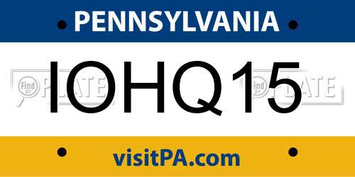 IOHQ15 Pennsylvania License Plate