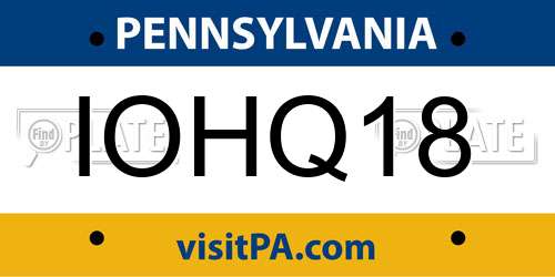 IOHQ18 Pennsylvania License Plate
