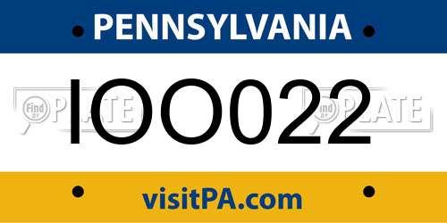 IOO022 Pennsylvania License Plate