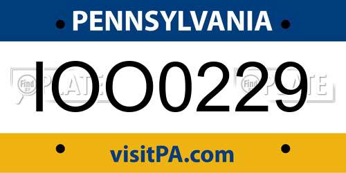 IOO0229 Pennsylvania License Plate