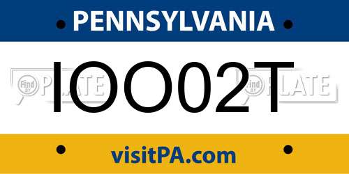 IOO02T Pennsylvania License Plate