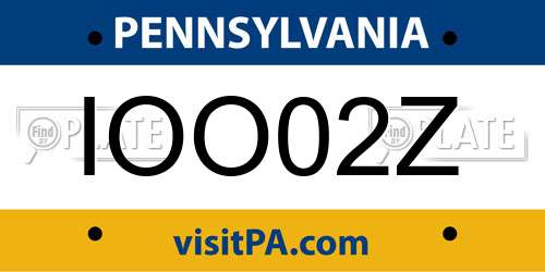 IOO02Z Pennsylvania License Plate