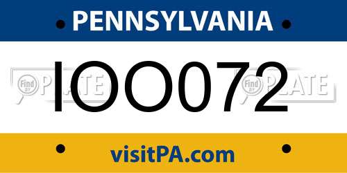 IOO072 Pennsylvania License Plate