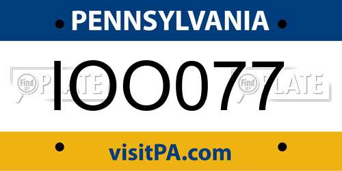 IOO077 Pennsylvania License Plate