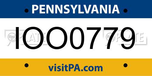 IOO0779 Pennsylvania License Plate