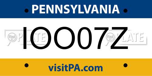 IOO07Z Pennsylvania License Plate