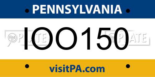 IOO150 Pennsylvania License Plate