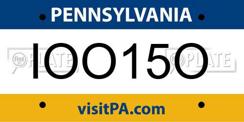 IOO15O Pennsylvania License Plate