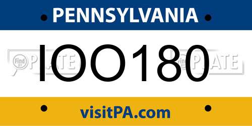 IOO180 Pennsylvania License Plate