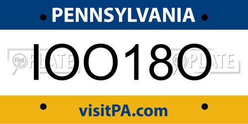 IOO18O Pennsylvania License Plate