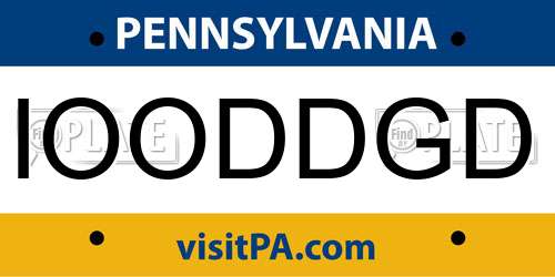 IOODDGD Pennsylvania License Plate