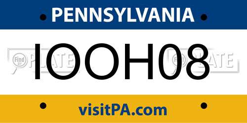 IOOH08 Pennsylvania License Plate