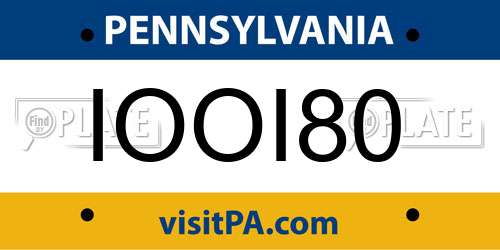 IOOI80 Pennsylvania License Plate