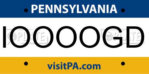 IOOOOGD Pennsylvania License Plate