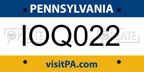 IOQ022 Pennsylvania License Plate