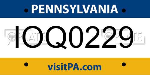 IOQ0229 Pennsylvania License Plate