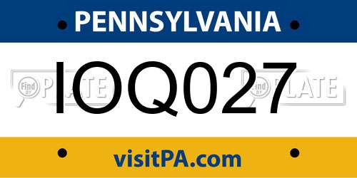 IOQ027 Pennsylvania License Plate