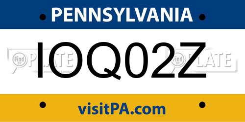 IOQ02Z Pennsylvania License Plate