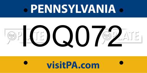 IOQ072 Pennsylvania License Plate