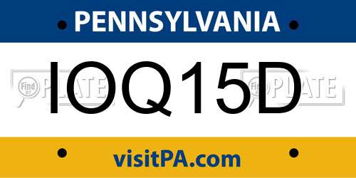 IOQ15D Pennsylvania License Plate